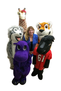 Falls Church City Public Schools superintendent Dr. Jones with the F.C. school mascots. (Photo: FCCPS)